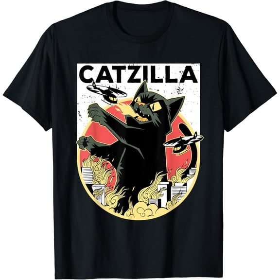 Velto CATZILLA Black Cat Apparel | Catzilla T-Shirt All Size S-5XL