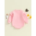 thumbnail image 4 of Suealasg Newborn Baby Girls Sweatshirt Rompers 3 6 12 18 Months Infant Girl Long Sleeve Crown Letters Print Bubble Romper Bodysuit Fall Winter Clothes, 4 of 7