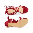 thumbnail image 4 of BLISSFUL STEP Women's Strappy Lace Up Kitten Heels Sandals Red (Size 9), 4 of 7