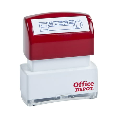 Office Depot Pre-Inked Message Stamp, ""Entered"", Blue, 035550