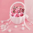 thumbnail image 4 of 4 PCS White Pearl Flower Girl Baskets Satin Bowknot Beaded Holder Rose Petals Silk Wedding Basket with Handle for Romantic Matrimony Ceremony Party Decor, 4 of 7