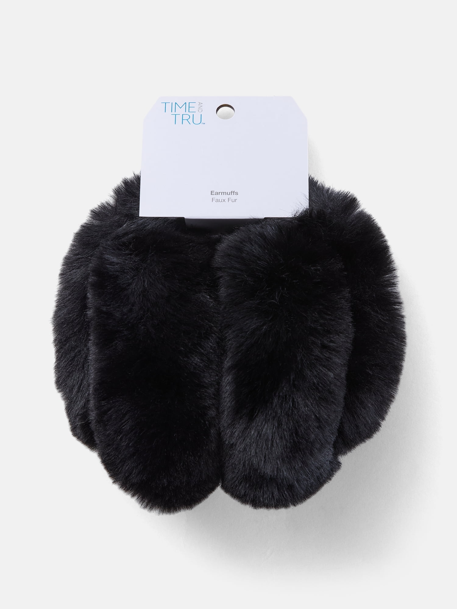 Time and Tru Women's Faux Fur Earmuffs, One Size, Black