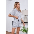 thumbnail image 5 of LUBOT 100% Cotton Pajamas for Women 2 Piece PJ Set Woven Poplin Ladies Button Down Short Sleeve Summer Sleepwear Floral Sketch M, 5 of 8