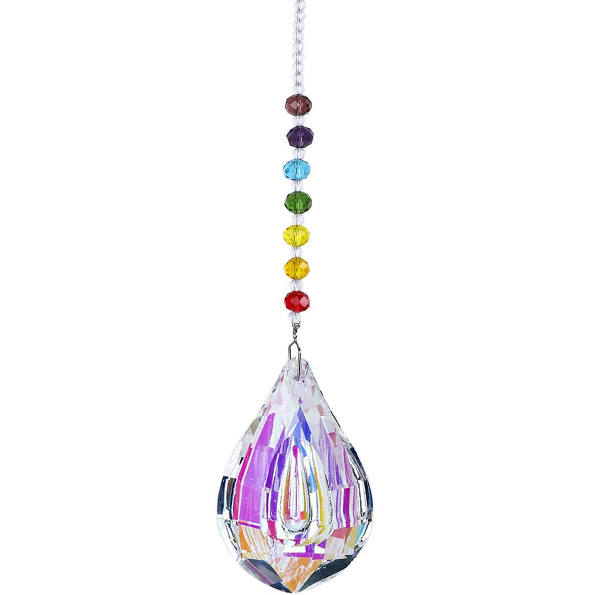 Pack of 3 Crystal Suncatchers Hanging Crystals Rainbow 76mm Prisms Pendant with Chakra Beads for Window Decor 