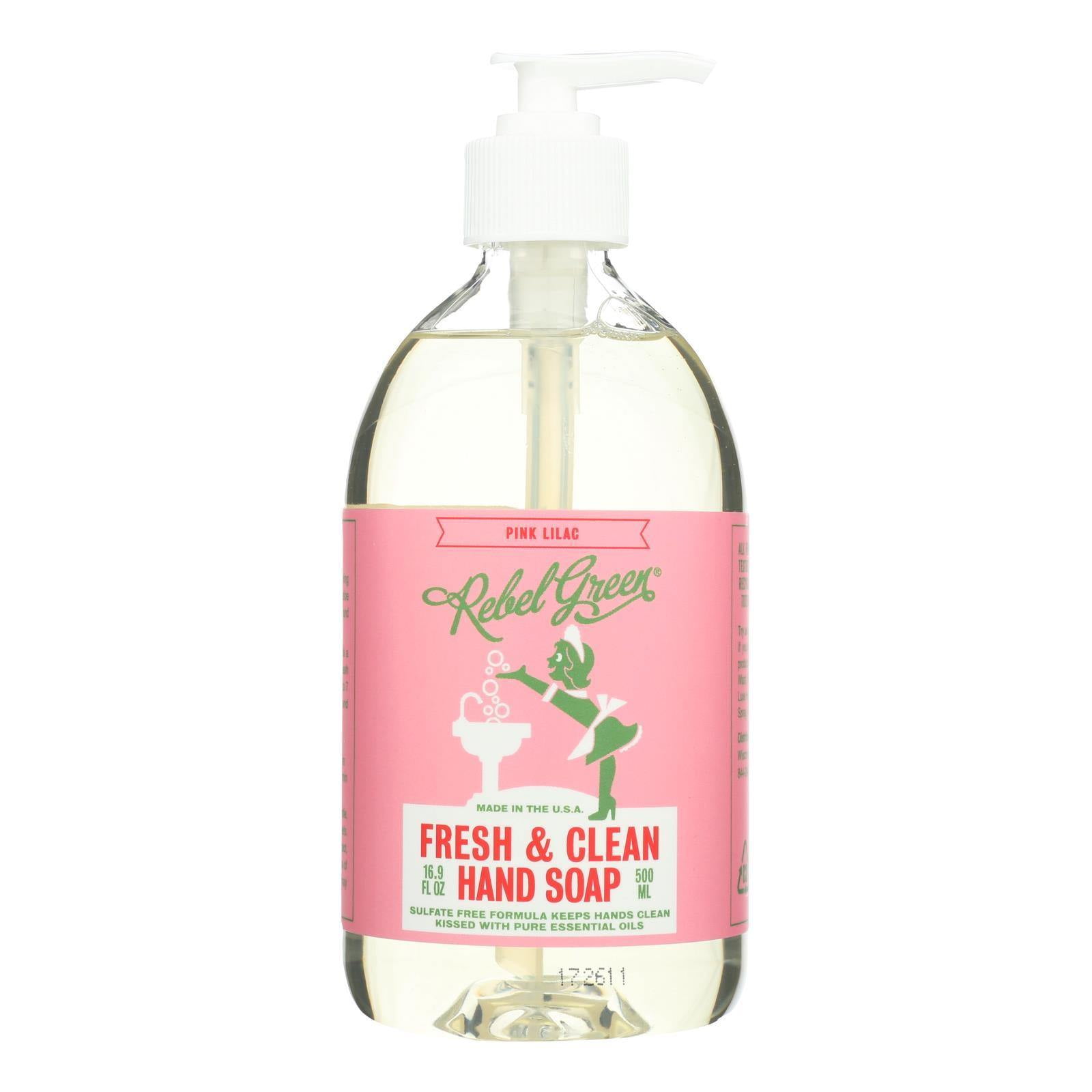 Rebel Green - Fresh and Clean Liquid Hand Soap - Pink Lilac - Case of 4 - 16.9 fl oz