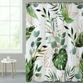 thumbnail image 4 of SUNOLIFE Tropical Palm Shower Curtain,Dark Green Plant Leaves Waterproof Fabric Bathroom Curtain with Hooks,60x72 in, 4 of 5
