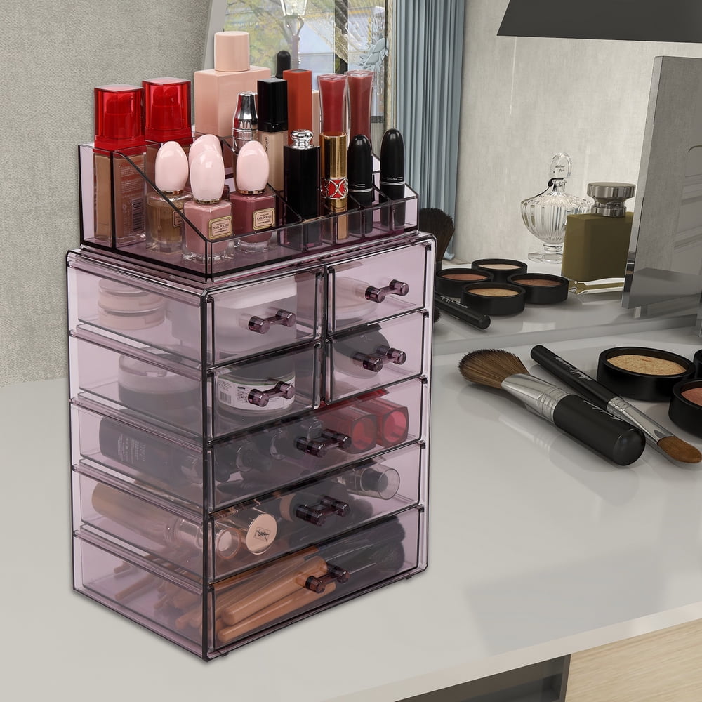 Private Jungle Makeup Organizer Acrylic Cosmetic Storage Drawers and Jewelry Display Box,7 Large Drawers,Purple Private Jungle Makeup Organizer Acrylic Cosmetic Storage Drawers and Jewelry Display Box,7 Large Drawers,Purple