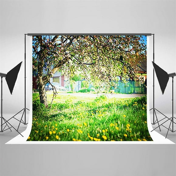 YUSDECOR 5x7ft Blooming Flowers Tree Background for Wedding Photography Courtyard Spring Backdrop for Pictures