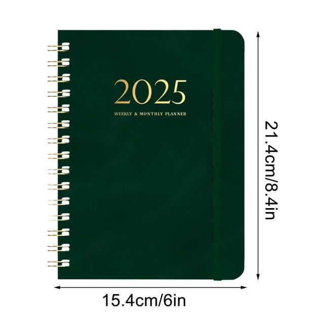 A5 Weekly Planner Notebook 2025 Coil Bound with Elastic Strap and 140 GSM Paper