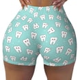 thumbnail image 2 of Logiee Cartoon Teeth1 Print Women's Biker Shorts,Workout Gym Shorts,Scrunch Shorts,Tummy Control Hidden Scrunch Running Yoga Shorts-XX-Large, 2 of 8