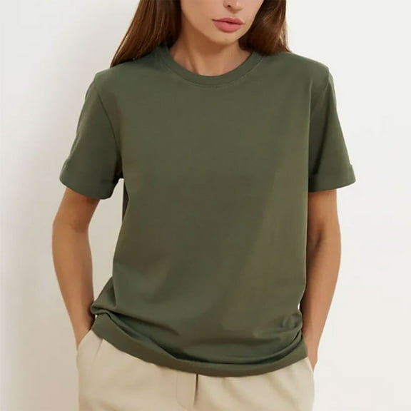 Plus Size Blouse for Women Women's Fashion Casual Round Neck Short Sleeve T-Shirt