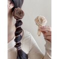 thumbnail image 2 of 2pcs/Set Dry Rose Flower Telephone Wire Hair Ties, Fashionable And Elegant Hair Accessories For Women And Girls, Perfect For High Ponytails And Fixing Hair, Suitable For Daily Wear, 2 of 5
