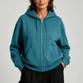 thumbnail image 5 of Zip Up Jackets for Women Fall Fashion Hoodie Sport Casual Long Sleeve Hooded Crop Sweatshirt Coat with Pocket (M, Green), 5 of 7