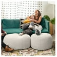 thumbnail image 5 of Shearling Pouf Ottoman - Faux Lamb Plush Footrest for Living Room - Modern Small Cloud Pouf for Sitting, Decor, & Comfort - Black, Blue, Green, Rose, White Faux-Sheep, 5 of 5