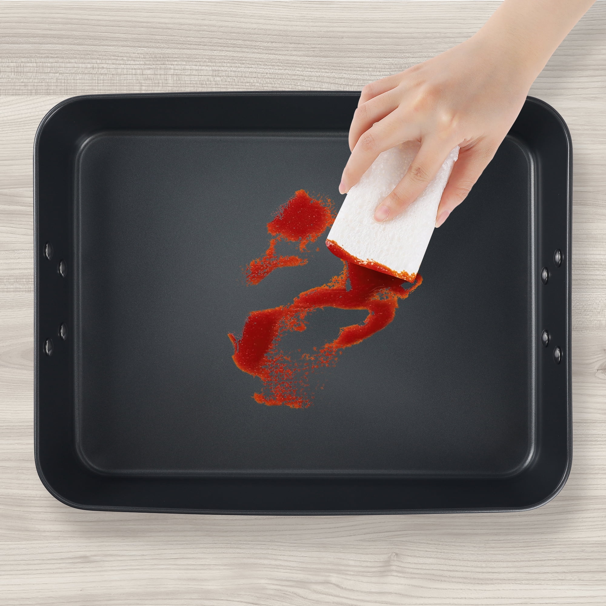 Unique Bargains Nonstick Baking Sheet Pan Black 13.7*10.8*2.6in