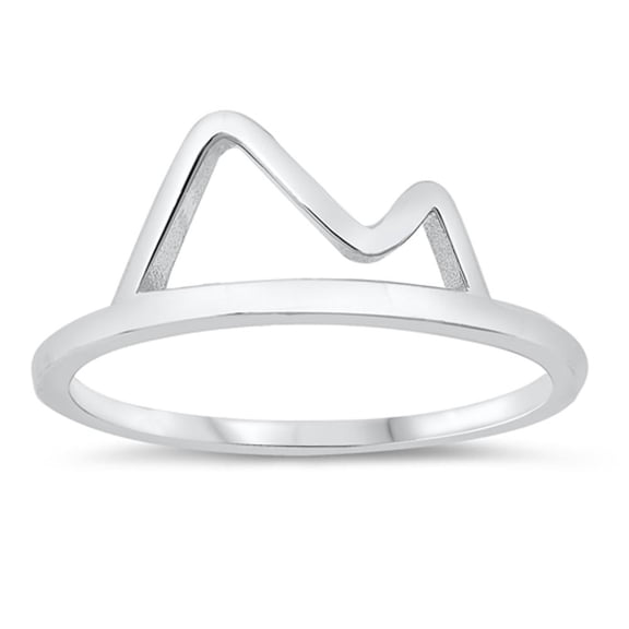 Cute Flat Open Mountain Range Wander Ring .925 Sterling Silver Band Jewelry Female Male Size 10