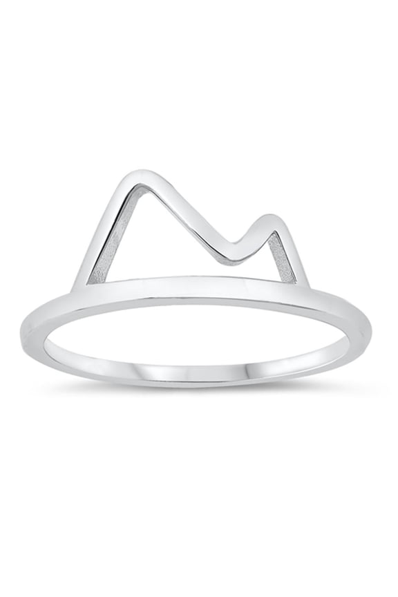 Cute Flat Open Mountain Range Wander Ring .925 Sterling Silver Band Jewelry Female Male Size 10