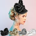 thumbnail image 2 of TeaParty Fascinator Hat Hairhoop for Party Wedding Women Rhinestones Bowknot Fascinator Headband Exaggerated Caps, 2 of 8