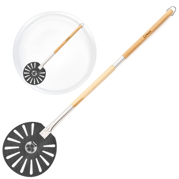 Chef Pomodoro Aluminum 9 inch Turning Pizza Peel with Detachable Wood Handle