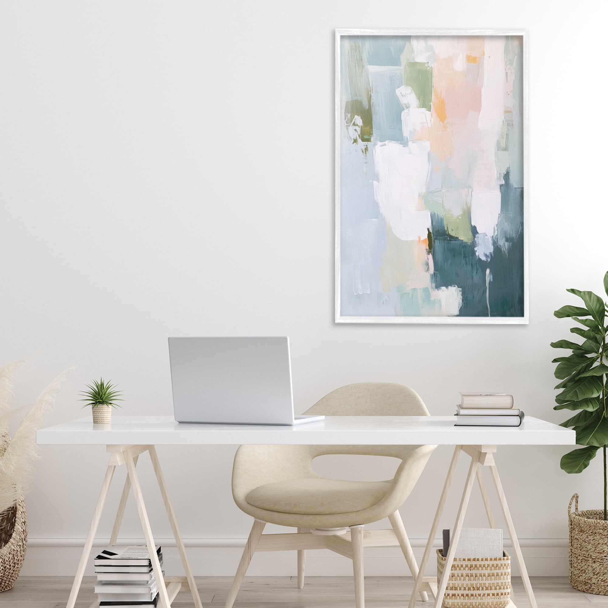Stupell Industries Abstract Pastel Brushstroke Composition White Framed Giclee Art, design by Petal Prints Design