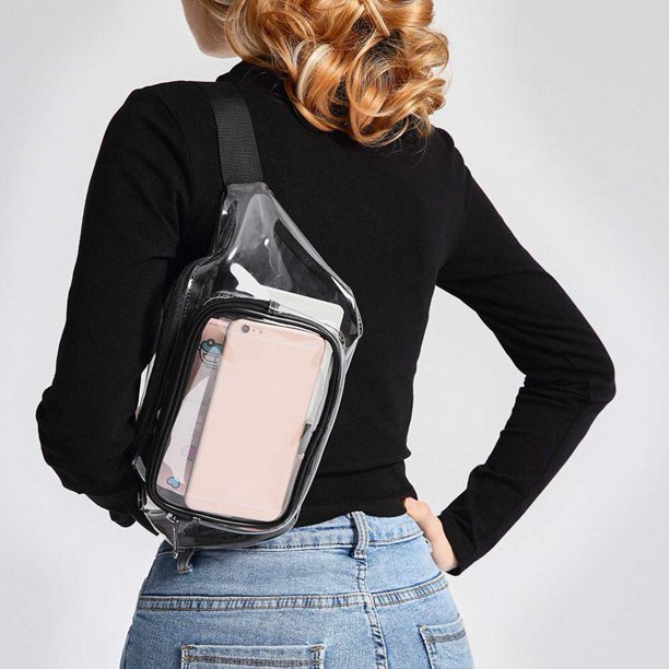 Bolso 2 uds. Riñonera impermeable transparente para viajes deportivos, Mini riñoneras (negro)
