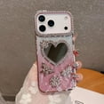 thumbnail image 3 of for iPhone 17 Pro Max Bling Case, Shockproof Luxury Shiny Diamond 3D Butterfly Glitter Case Girl Woman Thin Soft Phone Cover with Love Heart Makeup Mirror for iPhone 17 Pro Max 6.9 inch, Pink, 3 of 7