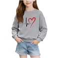 thumbnail image 2 of LJEFF Girl's Valentine's day Sweatshirt, Regular Fit Casual Crew Neck Heart Print Tee for Kids Gray Size 7-8 T, 2 of 6