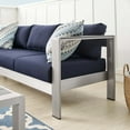 thumbnail image 5 of Modway Shore Sunbrella® Fabric Aluminum Outdoor Patio Sofa in Silver Navy, 5 of 6