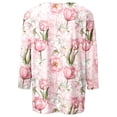 thumbnail image 4 of GaThRRgYP Women's Short Sleeve Tops for Summer Nights,Ladies' Fashionable Casual Printed V-neck Three Quarter Sleeve 3/4 Sleeve T-shirt Top Pink XL, 4 of 5