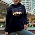 thumbnail image 2 of Bunny Babe, Easter Day Rabbit Merch Gift, Navy Blue Hooded Sweatshirt or Hoodie, Medium, 2 of 5