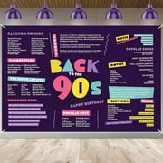 6x4FT Back to the 90s Banner Happy Birthday Decorations Neon Supplies Backdrop Vintage Birthday Theme Decor Birthday Gifts for Her or Him Birthday Party Photo Booth Props