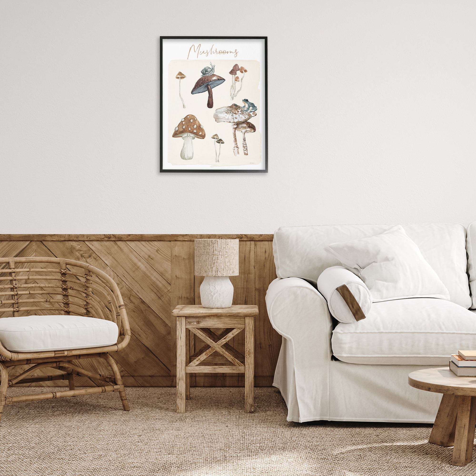 Stupell Industries Assorted Mushrooms Study Botanical & Floral Painting Black Framed Art Print Wall Art, 24 x 30
