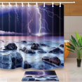 thumbnail image 1 of ABPHQTO Summer Storm Beginning With Lightning Cortina de ducha 160x180 cm con suelo Felpudo Alfombras de baño 40x60 cm, 1 of 1