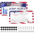 thumbnail image 1 of shiyou-Clear License Plate Covers, American Flag Unbreakable License Plate Covers Frame, Clear Flat License Plate Protector, fits Any Standard US Plates, Screws Included, 2 Sets, 1 of 4