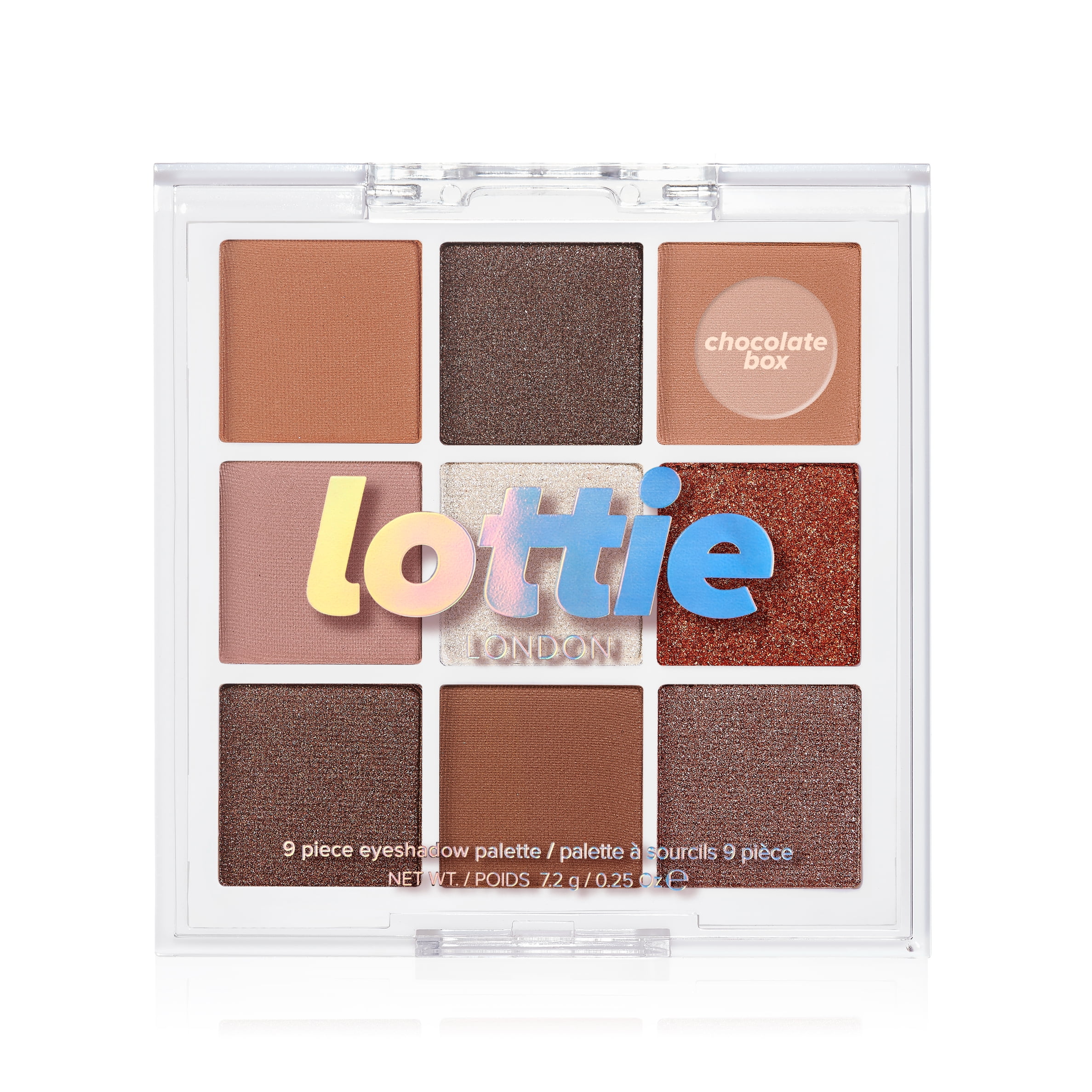 Lottie London Lottie Eyeshadow Palette Chocolate Box, Browns, 9 Pan Eyeshadow Palette, Talc Free, 0.25 oz