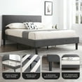 thumbnail image 4 of DeCoro Cambridge Upholstered Wooden Platform Bed Frame, Full Size, Dark Grey, 4 of 12
