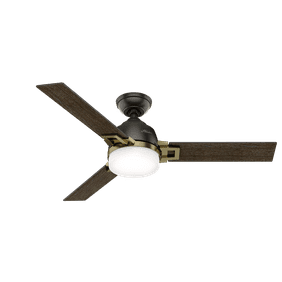 Hunter 48 Flare Matte Black Ceiling Fan With Light Kit And Remote
