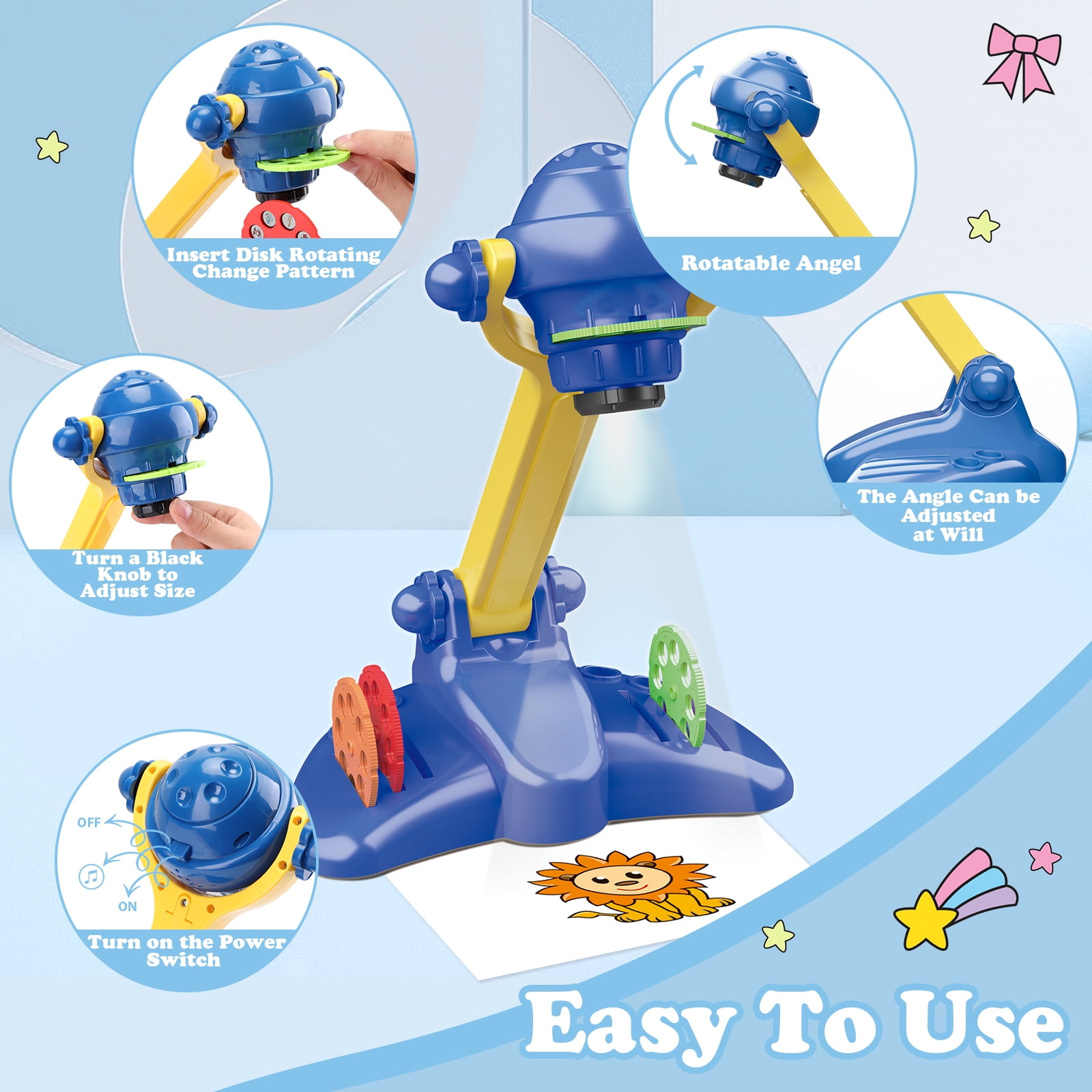 Navy Blue Drawing Projector Set for Kids Boys, Drawing Board Toys for  Ages 3 and Up