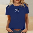 thumbnail image 2 of SHITINN Women's Fashion Casual Round Neck Bow Print Short Sleeve T Shirt Top Womens Summer Tops Short Sleeve Tee Shirts Womens Summer Shirts for Women, 2 of 4