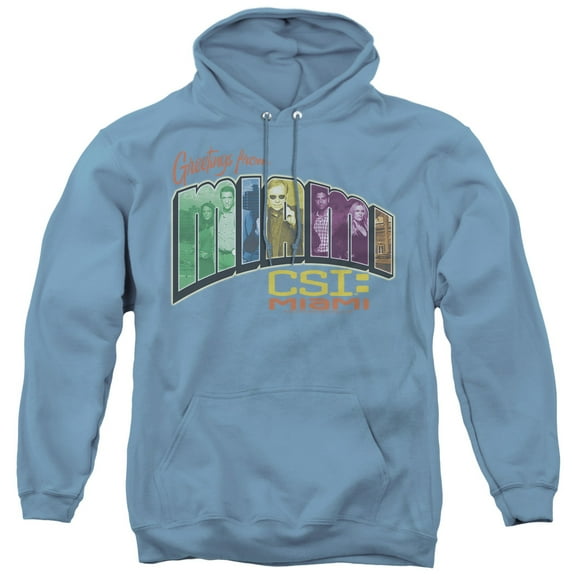 Csi Miami Greeting From Miami Adult Pullover Hoodie Sweatshirt Carolina Blue