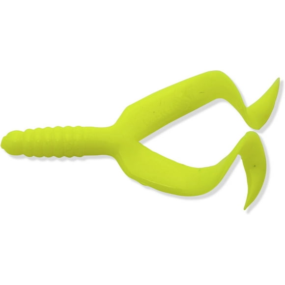 Mister Twister DT7M DA10 Double Tail 4" Lure Opaque Chartreuse 4", Double Tail 4"