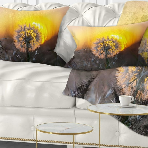Designart 12" x 20" Yellow Polyester Throw Pillow