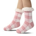 thumbnail image 3 of LYMAYTER Women Slip Grip Socks Fashion Buffalo Plaid Fuzzy Socks Winter Non-Slip Sole Slippers Socks, 3 of 7