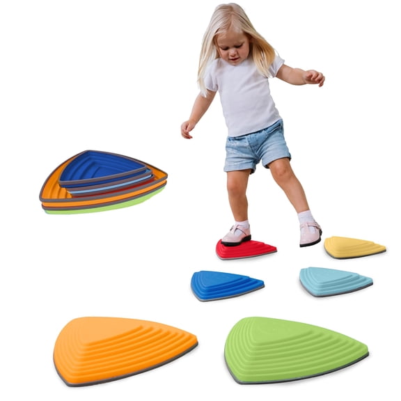 Kids Balance Stepping Stones (6 Pack), Non-Slip, Gross Motor Skills & Indoor/Outdoor Play, Jumping Stones Steps Stones, Obstacle Course Coordination Game Toys for Ages 3