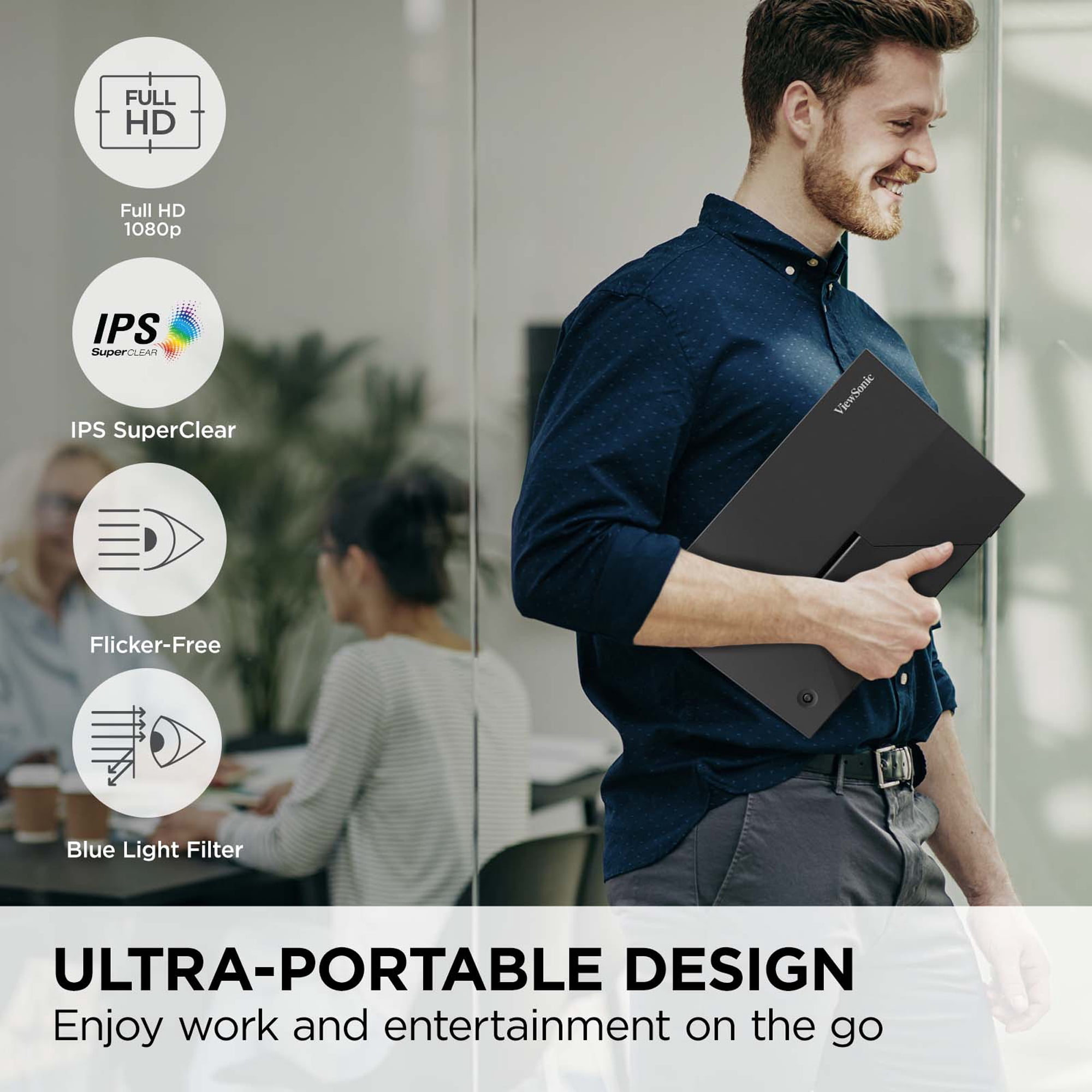 ViewSonic VA1653 16" FHD IPS Portable Monitor Built-in Stand