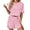 Pink Bow, variant on Womens Pajama Sets Striped Print Crew Neck Short Sleeve Tee and Side Split Shorts Lounge Set Cute Pj Sets