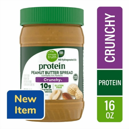 Simple Truth Protein Peanut Butter Spread Crunchy Gluten Free No Hydrogenated Oils 16 Oz   2 Pack