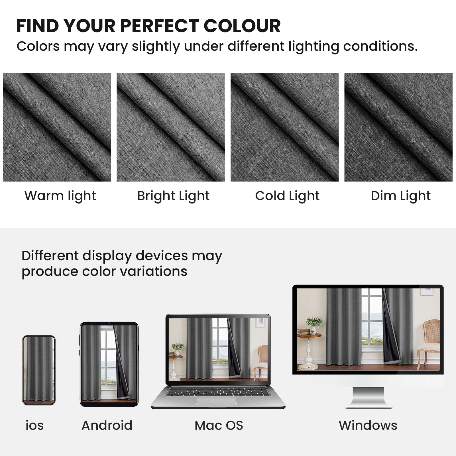 JIATER Blackout Curtains,42 x 84 inch Blackout Curtains Set of 2 for Bedroom Living Room,Thermal Insulated Room Darkening Drapes with Grommet,Dark Gray