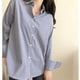 thumbnail image 2 of 2024 nueva camisa Casual para mujer cómoda Simple a rayas azul y blanco clásico Retro primavera y otoño Top de manga larga, 2 of 5
