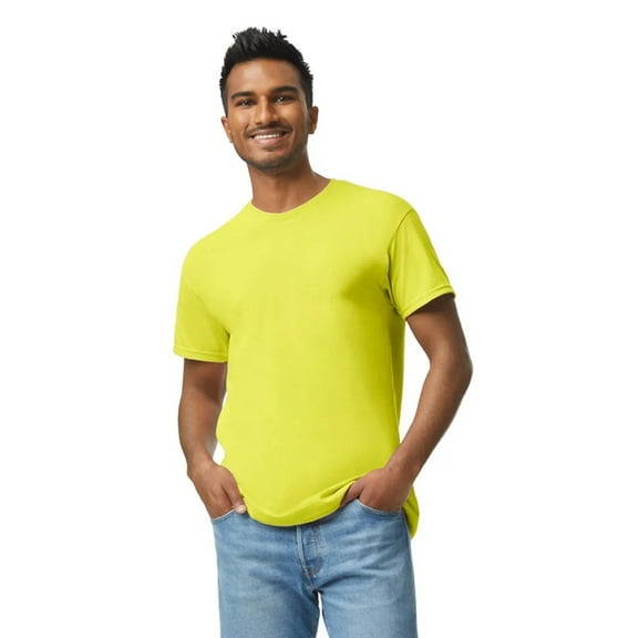 Gildan Hi-Vis Safety Tee | High Visibility Short Sleeve Workwear, Construction T-Shirt, 50/50 Cotton/Polyester in Green, Size- 5XL